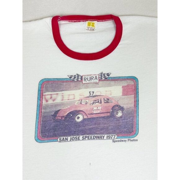 Vintage 1977 San Jose Speedway T-Shirt XL Ringer NASCAR Auto Racing California - Picture 5 of 9